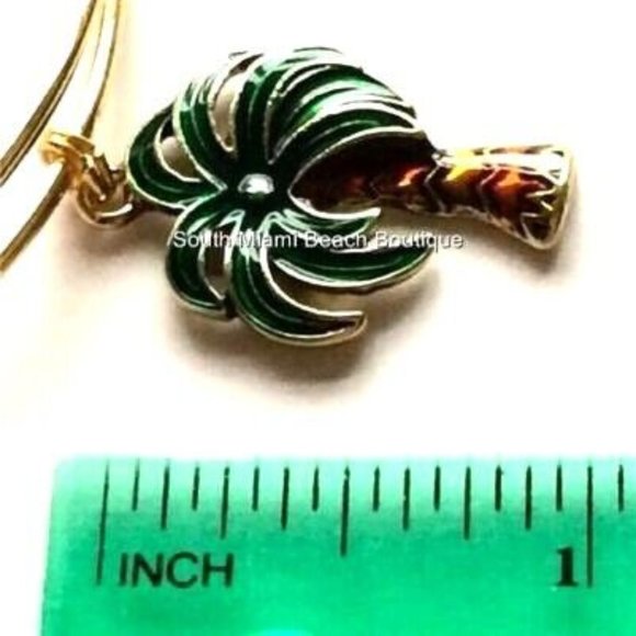 Gold Palm Tree Charm Bracelet Adjustable Coconut Island Hawaiian Wire Plated - Picture 5 of 6